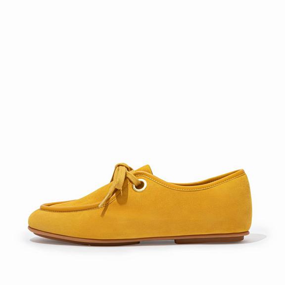 Fitflop Delfine Suede Lace-Ups Loafers Orange/Yellow Womens - South Africa (NMHL42561)